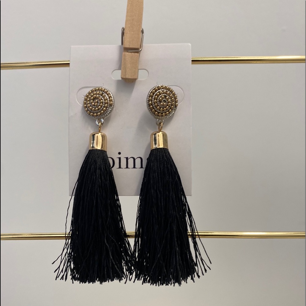 Black tassel earrings
